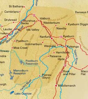 Map of Rail Trail, Central Otago, New Zealand Rail Trail, Central Otago, New Zealand, Map, Guide, Tours