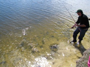 Jeff netting his catch